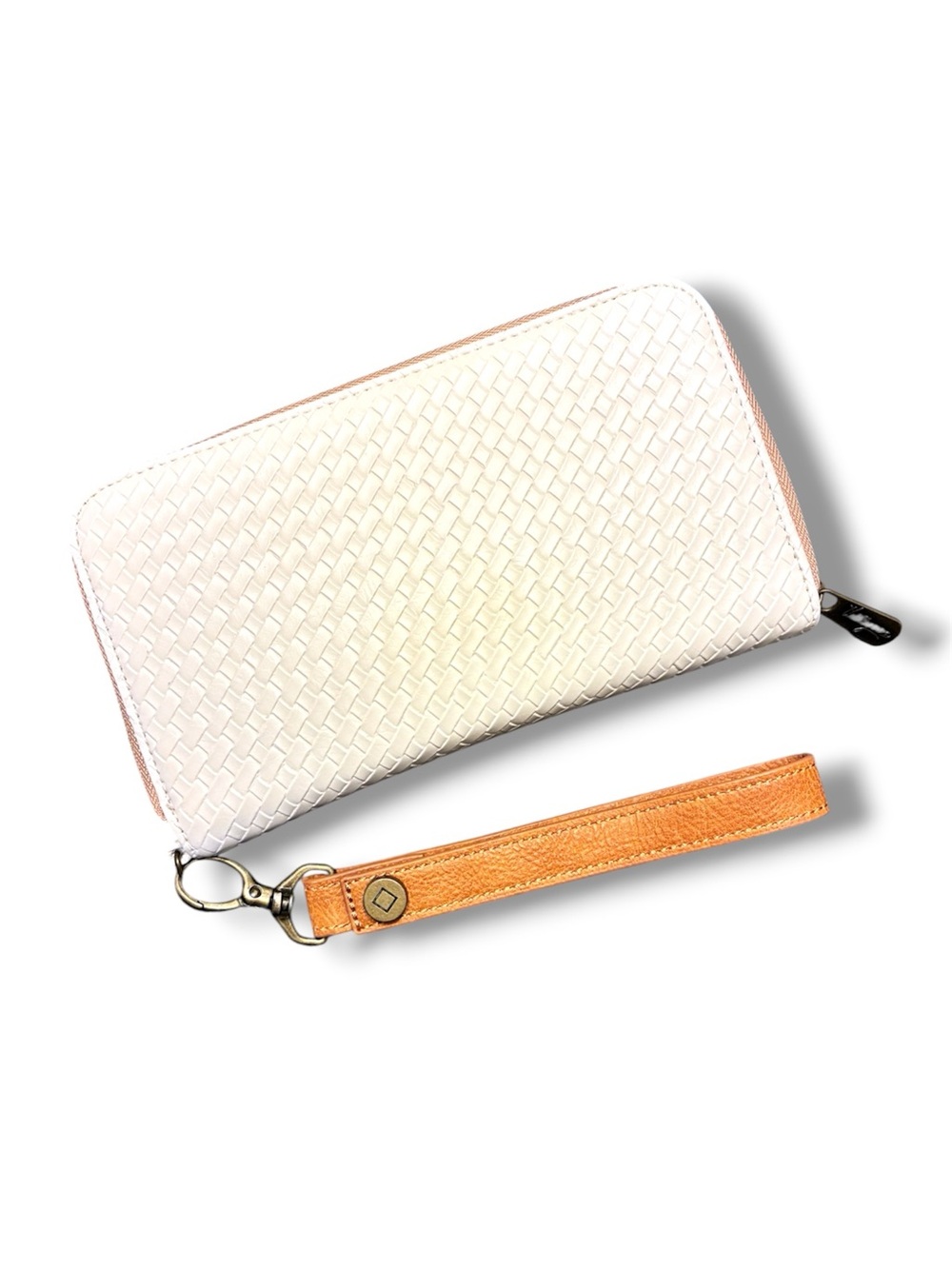 🤍 Thirty-One Cream Woven Zip-Around Wristlet Wallet Clutch